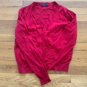 Red long-sleeve cropped cardigan